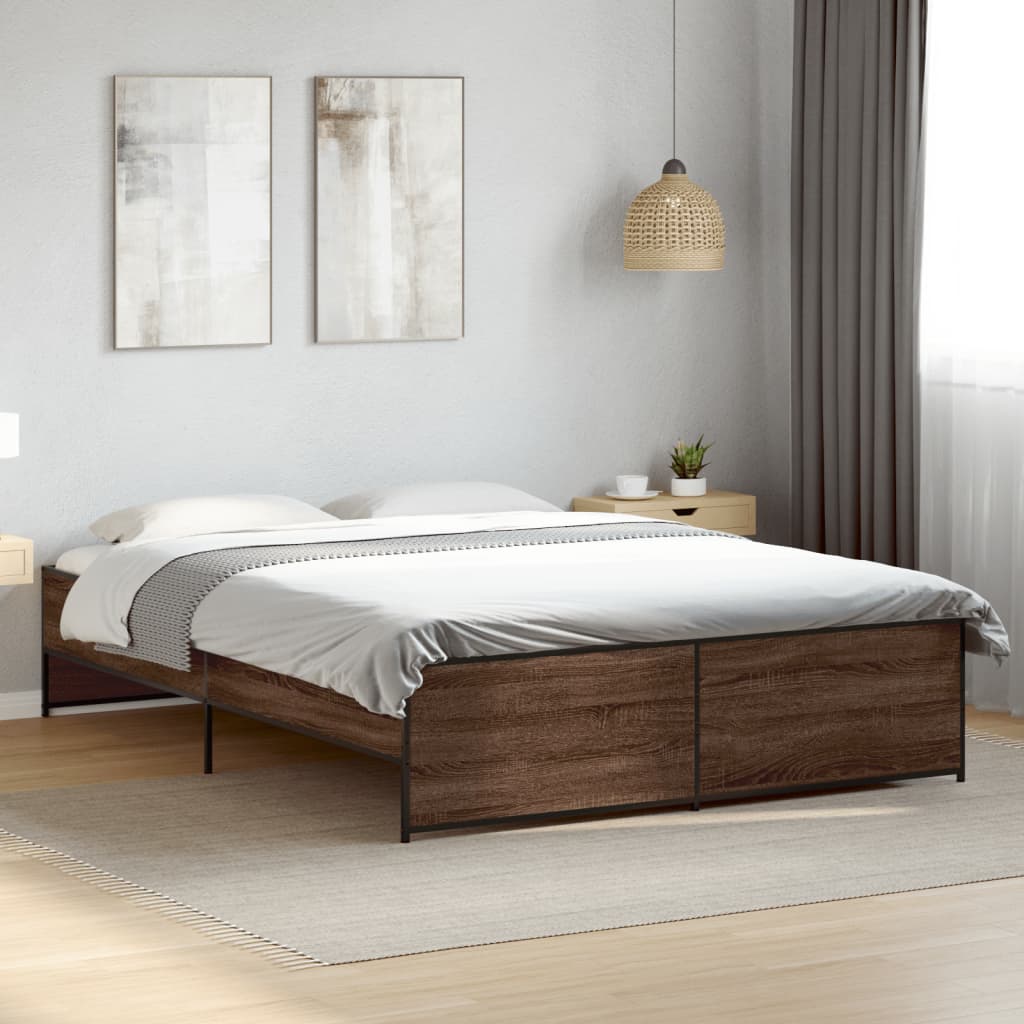 Okvir kreveta boja hrasta 160x200 cm konstruirano drvo i metal