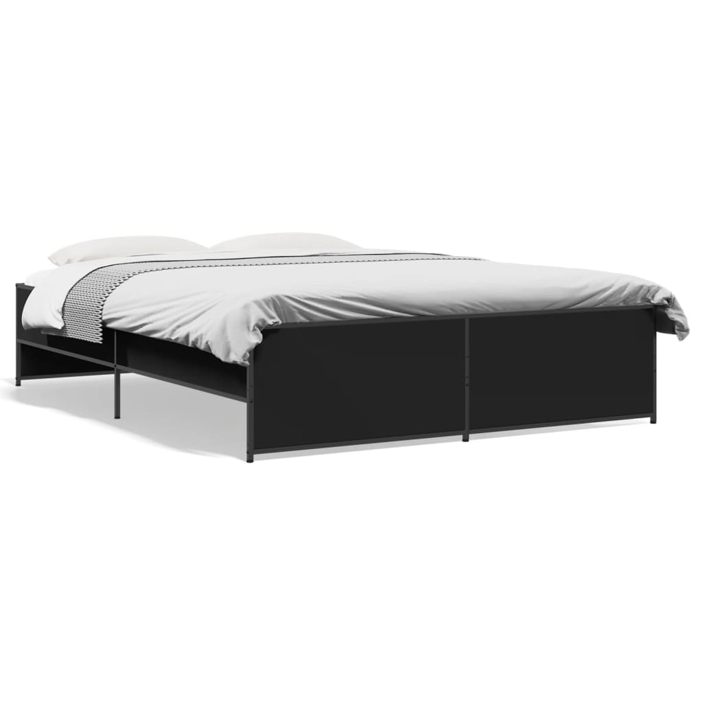 Okvir za krevet crni 150x200 cm konstruirano drvo i metal