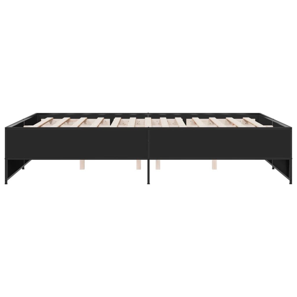 Okvir za krevet crni 150x200 cm konstruirano drvo i metal