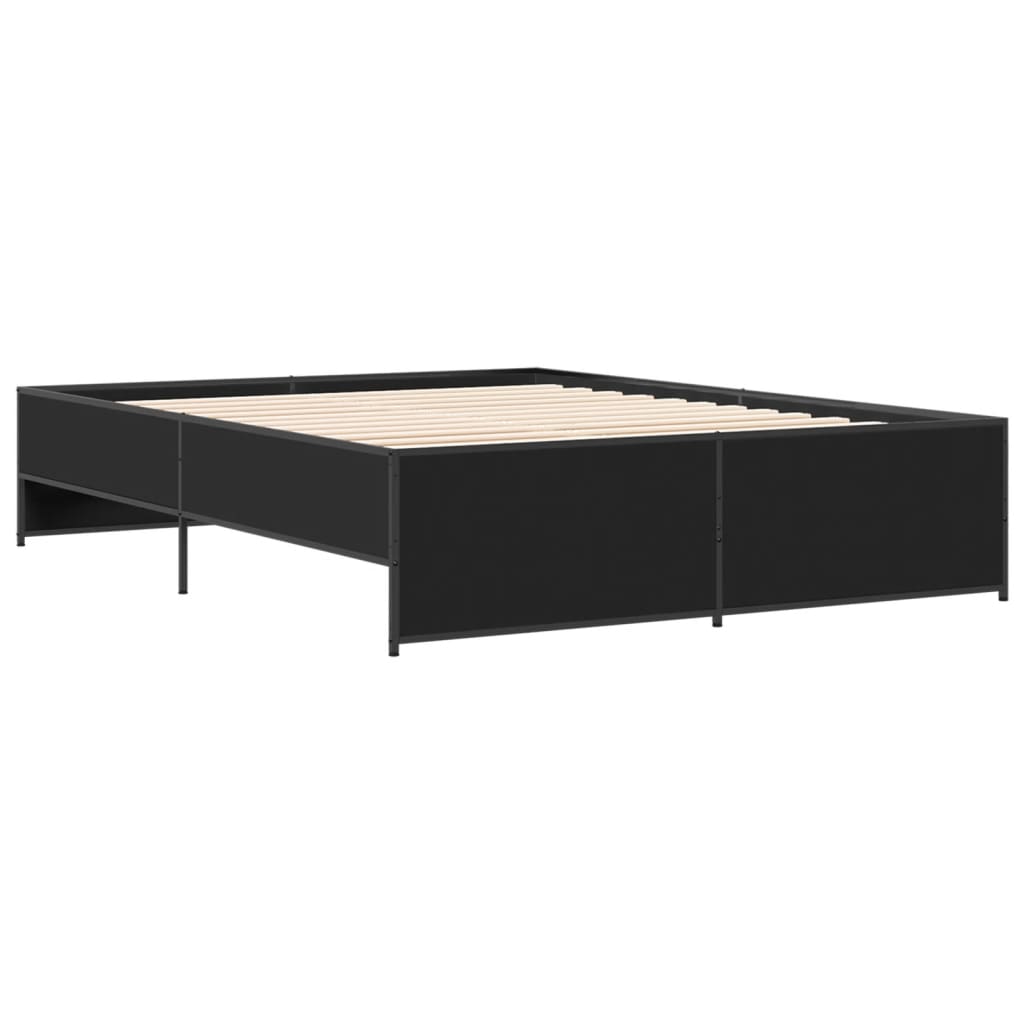 Okvir za krevet crni 150x200 cm konstruirano drvo i metal