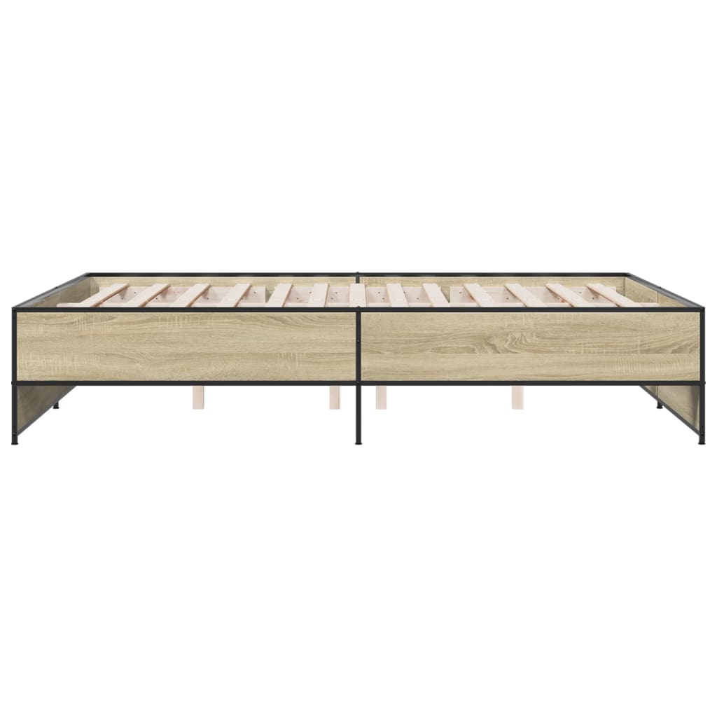 Okvir za krevet boja hrasta 150x200cm konstruirano drvo i metal