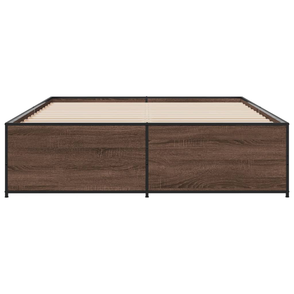 Okvir za krevet smeđi hrast 150x200cm konstruirano drvo i metal