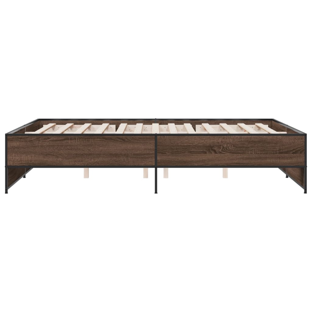 Okvir za krevet smeđi hrast 150x200cm konstruirano drvo i metal