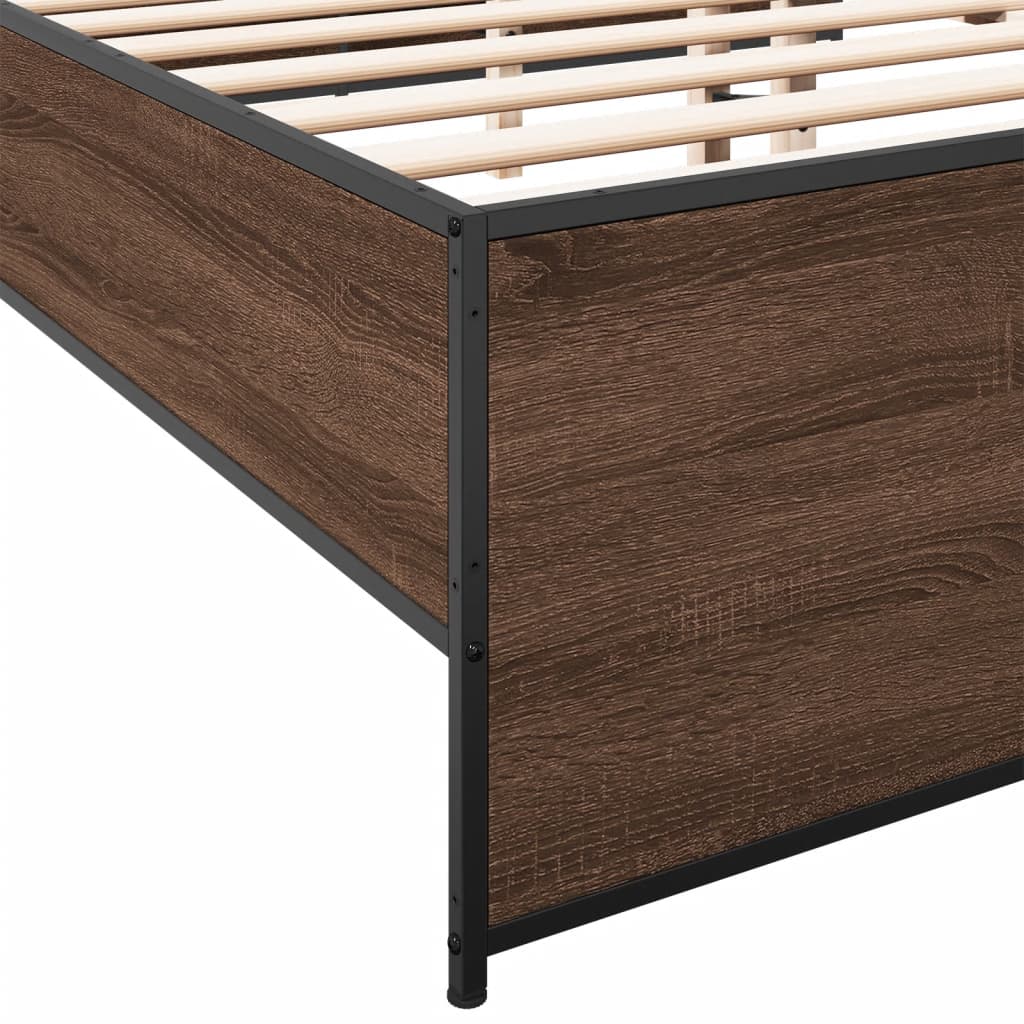 Okvir za krevet smeđi hrast 150x200cm konstruirano drvo i metal