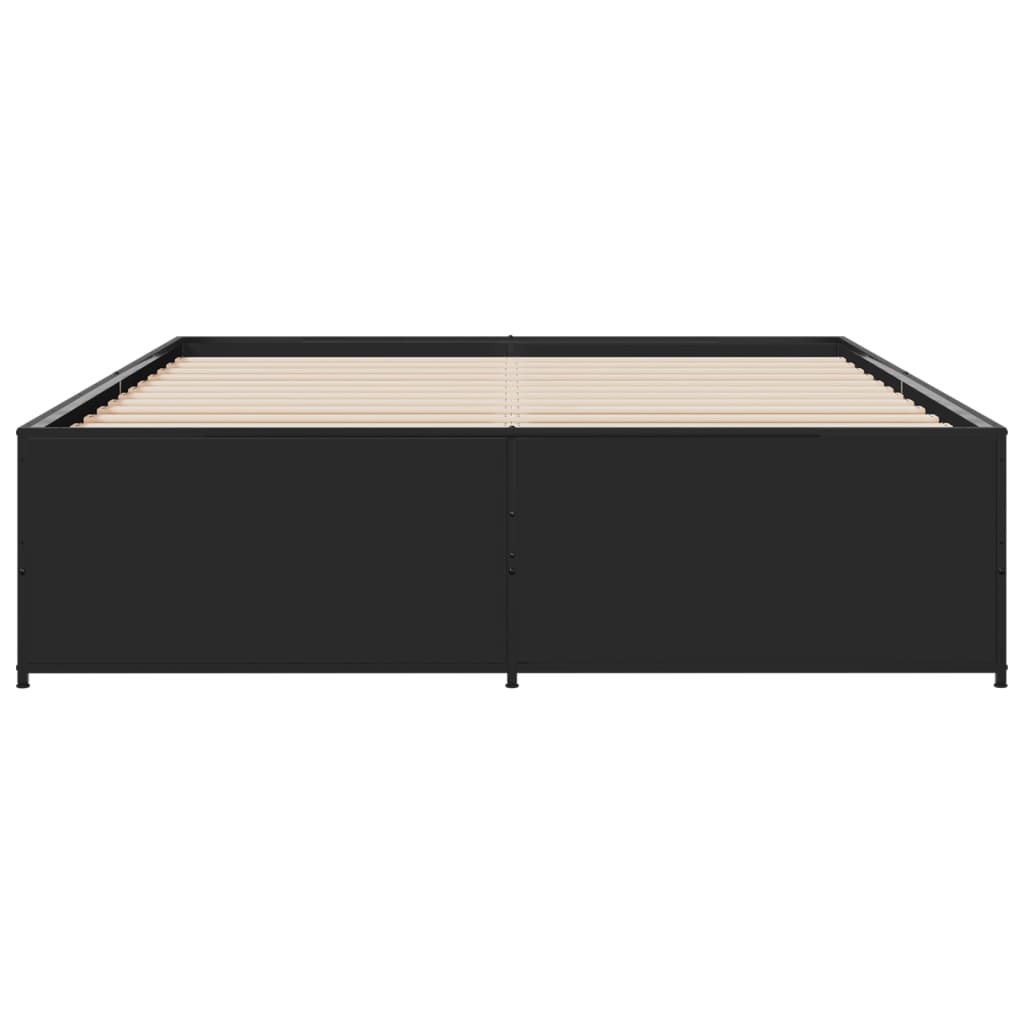 Okvir kreveta crni 140 x 200 cm od konstruiranog drva i metala