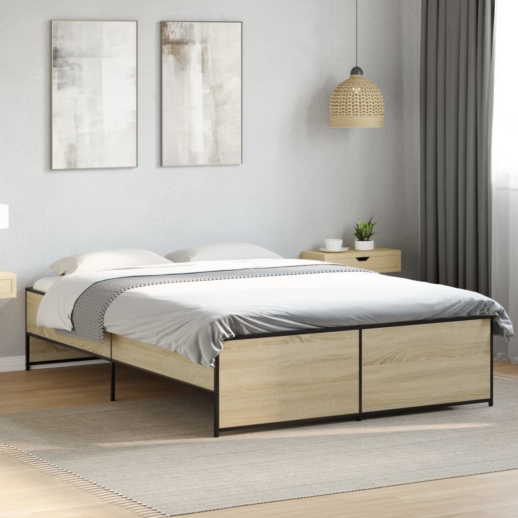 Okvir kreveta boja hrasta 120x200 cm konstruirano drvo i metal