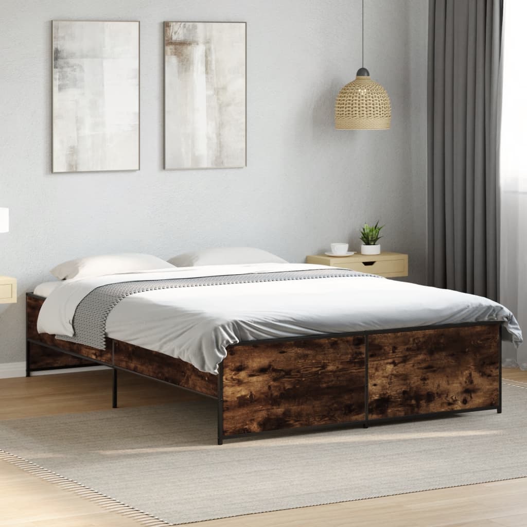 Okvir kreveta boja hrasta 120x200 cm konstruirano drvo i metal