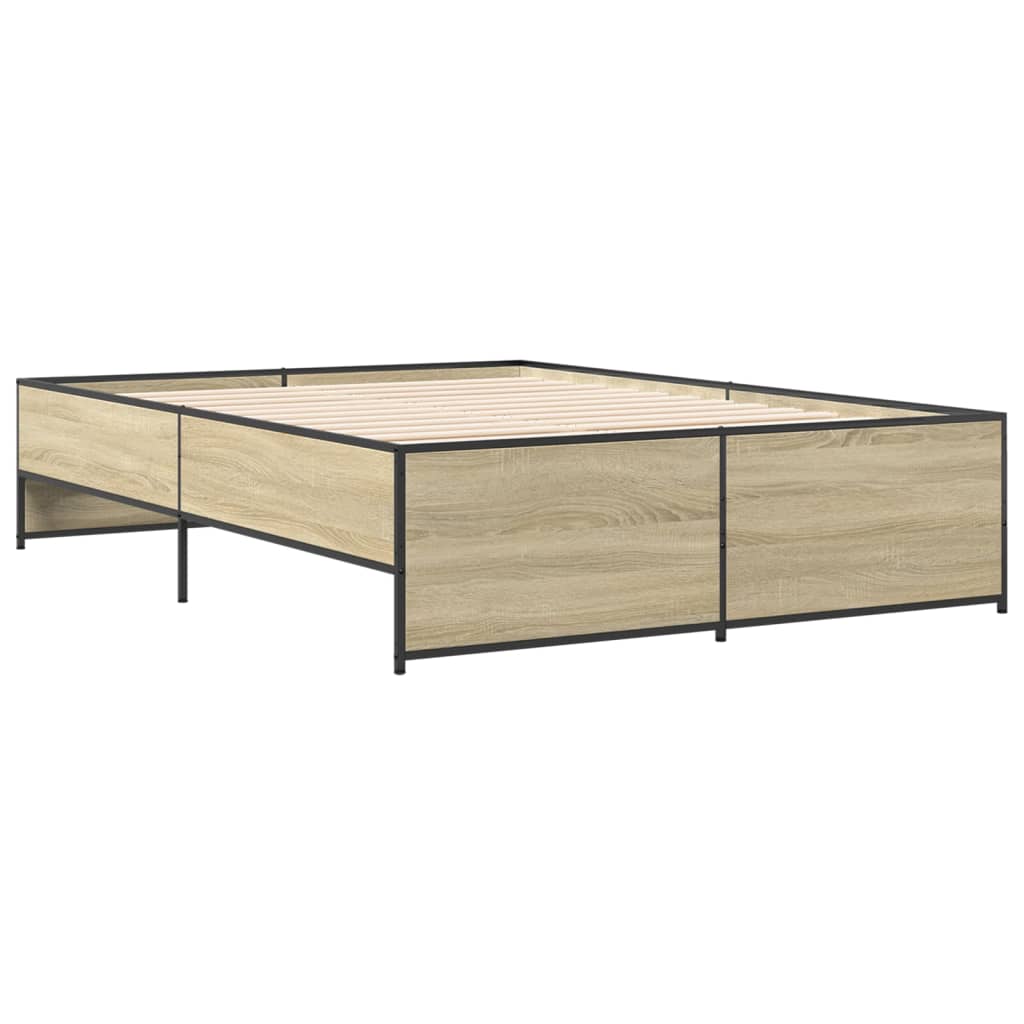 Okvir za krevet boja hrasta 140x190cm konstruirano drvo i metal