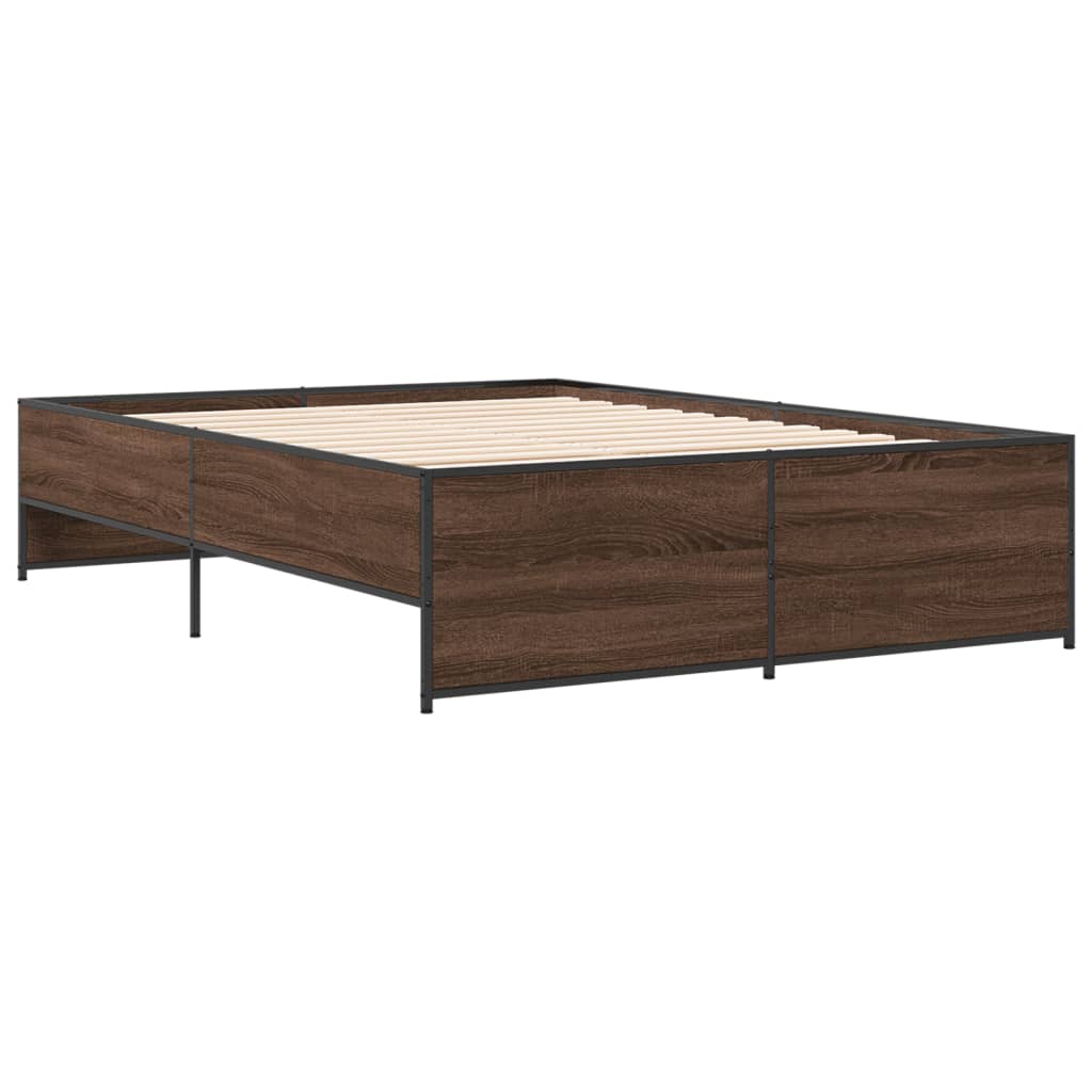 Okvir za krevet smeđi hrast 140x190cm konstruirano drvo i metal