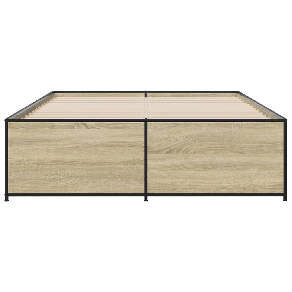 Okvir za krevet boja hrasta 135x190cm konstruirano drvo i metal
