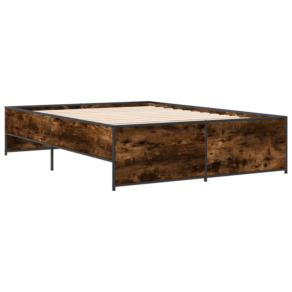 Okvir za krevet boja hrasta 135x190cm konstruirano drvo i metal