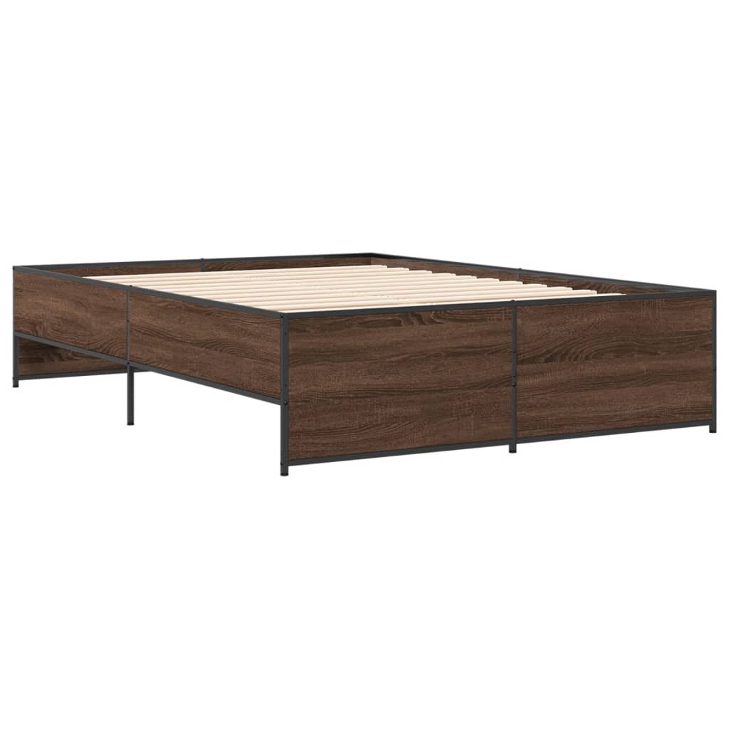 Okvir za krevet smeđi hrast 135x190cm konstruirano drvo i metal