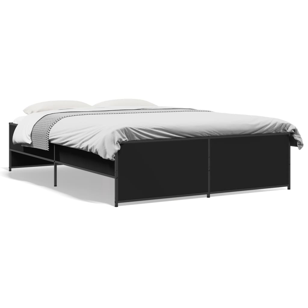 Okvir za krevet crni 120x190 cm konstruirano drvo i metal