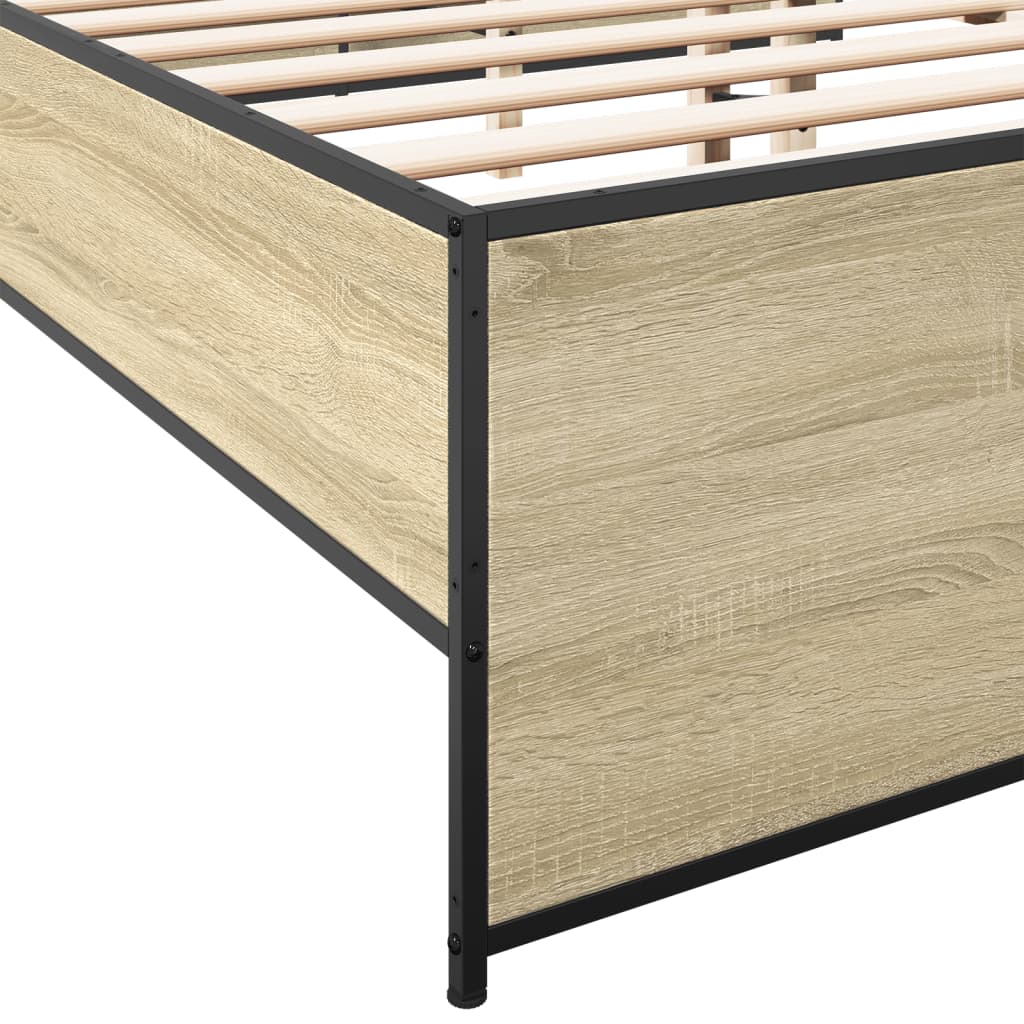Okvir za krevet boja hrasta 120x190cm konstruirano drvo i metal