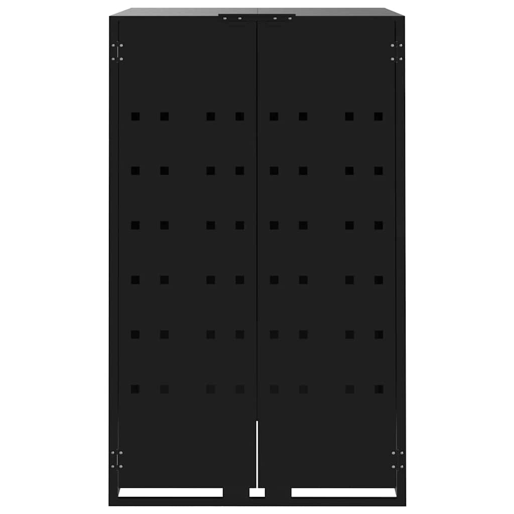 Spremište za 3 kante za otpad crno 207 x 79 x 117 cm čelično