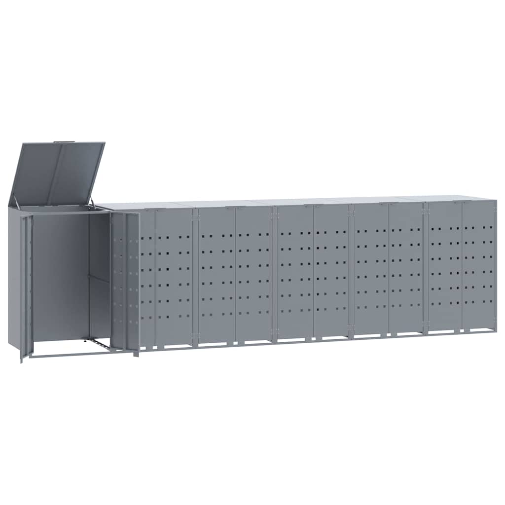 Spremište za 6 kanta za otpad sivo 414 x 79 x 117 cm čelično