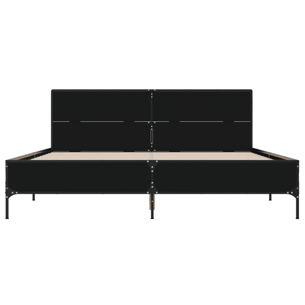 Okvir kreveta crni 120 x 200 cm od konstruiranog drvo i metal