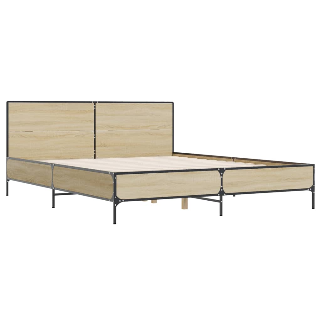 Okvir kreveta boja hrasta 120x200 cm konstruirano drvo i metal