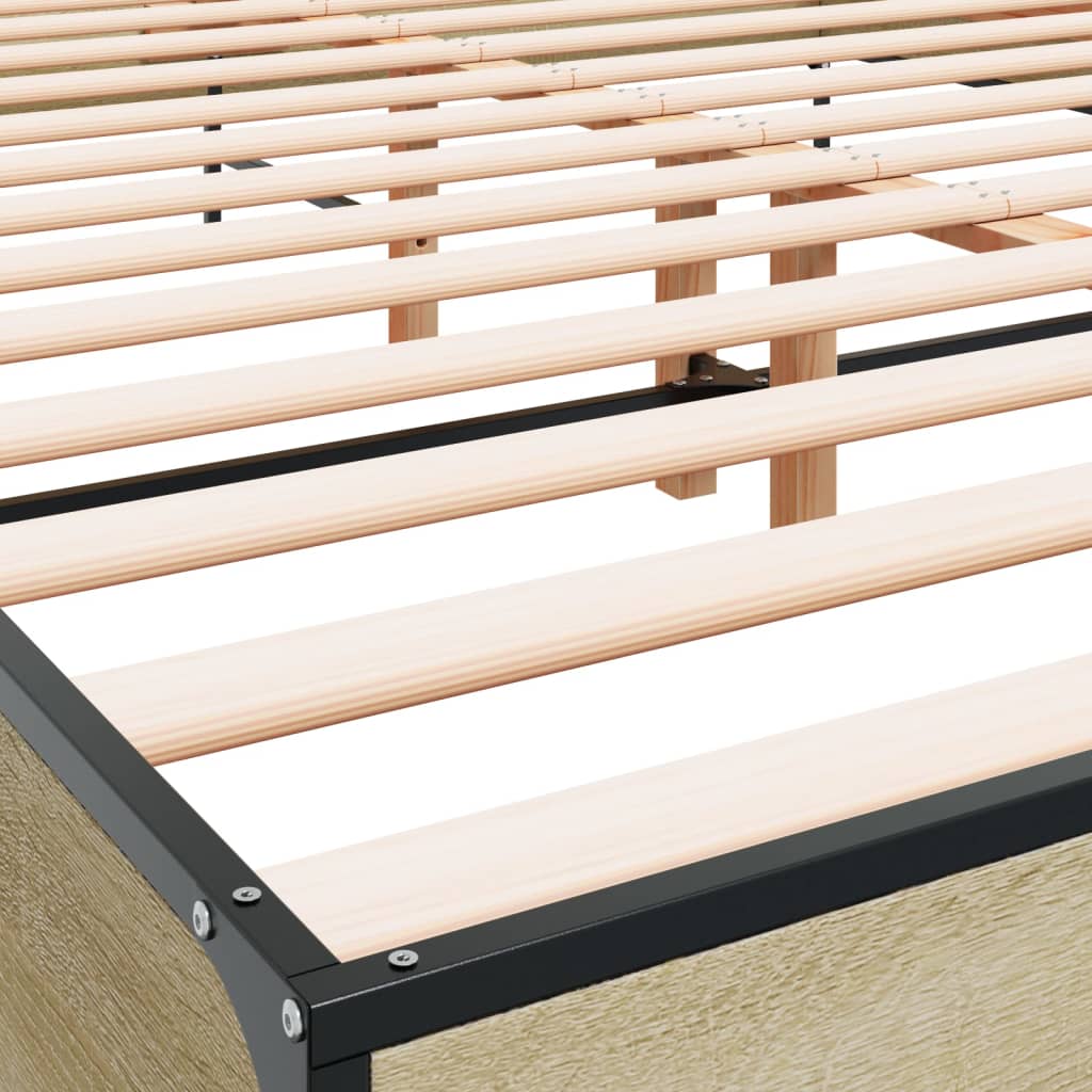 Okvir za krevet boja hrasta 140x200cm konstruirano drvo i metal