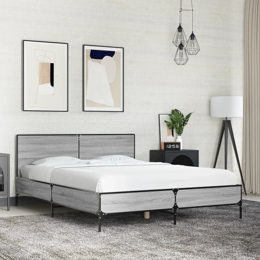 Okvir kreveta boja hrasta 140x200cm konstruirano drvo i metal