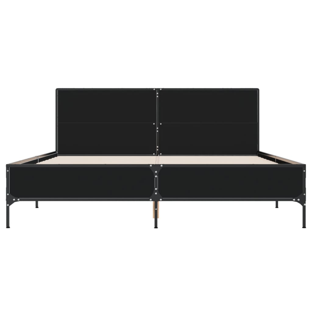 Okvir za krevet crni 150x200 cm konstruirano drvo i metal