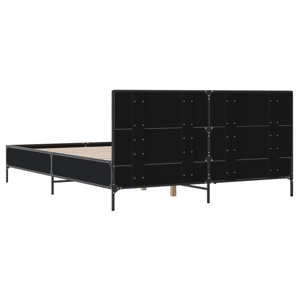 Okvir za krevet crni 150x200 cm konstruirano drvo i metal