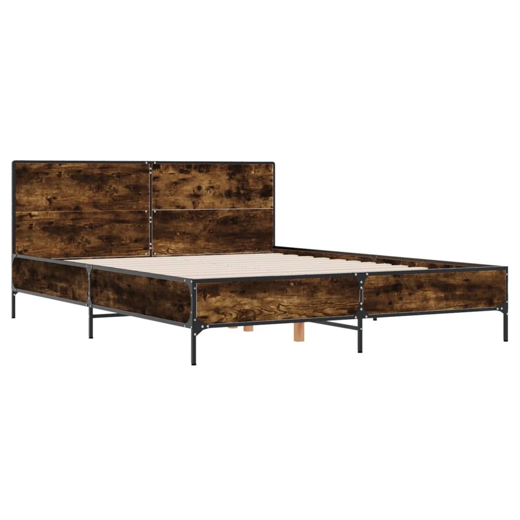Okvir za krevet boja hrasta 150x200cm konstruirano drvo i metal