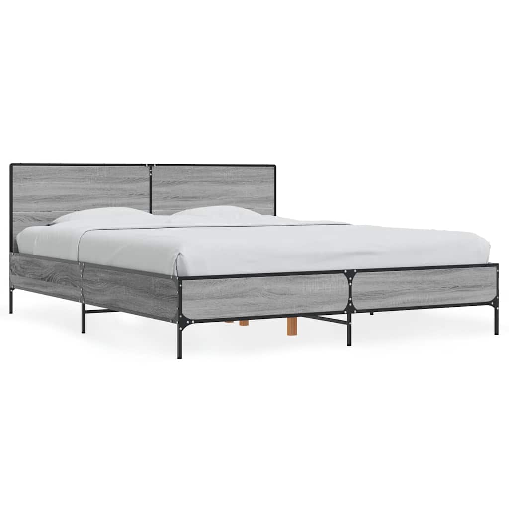 Okvir za krevet boja hrasta 150x200cm konstruirano drvo i metal