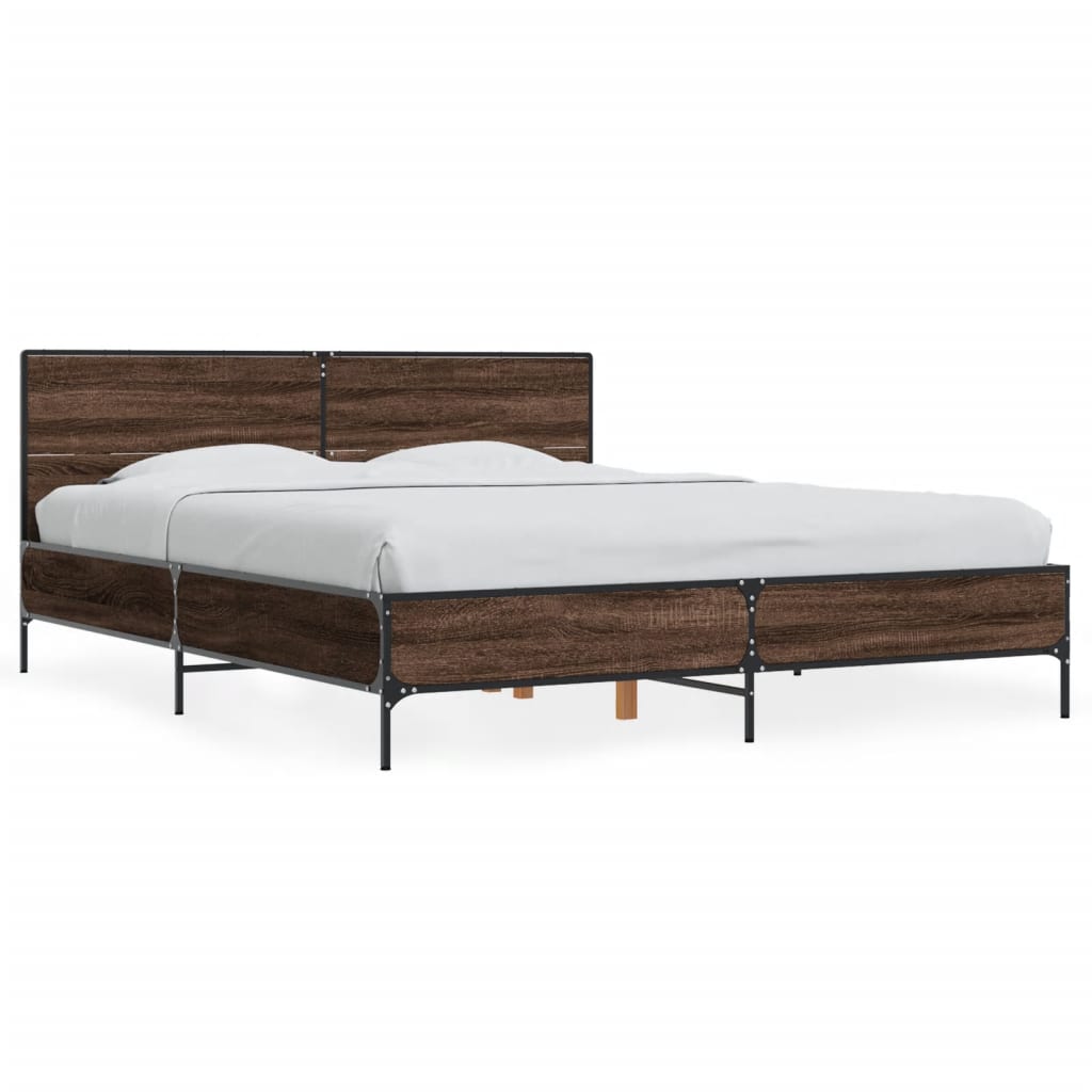 Okvir za krevet smeđi hrast 150x200cm konstruirano drvo i metal