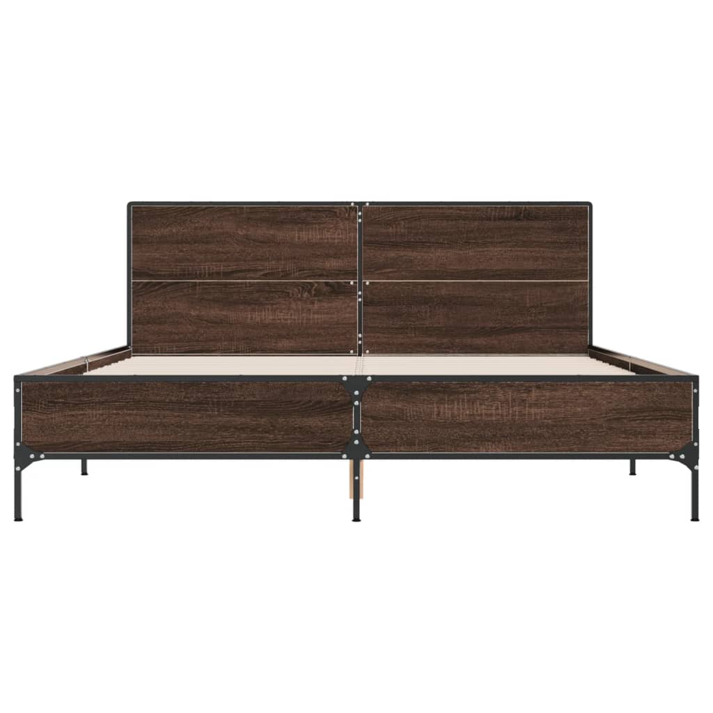 Okvir za krevet smeđi hrast 150x200cm konstruirano drvo i metal