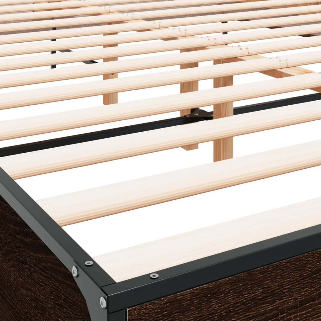 Okvir za krevet smeđi hrast 150x200cm konstruirano drvo i metal