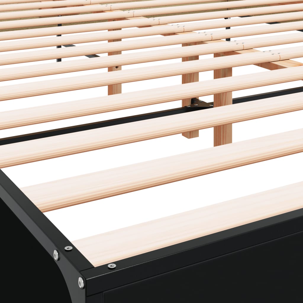 Okvir za krevet crni 160x200 cm konstruirano drvo i metal