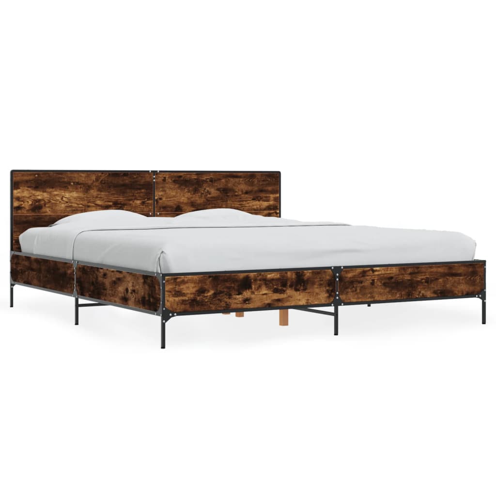 Okvir za krevet boja hrasta 200x200cm konstruirano drvo i metal