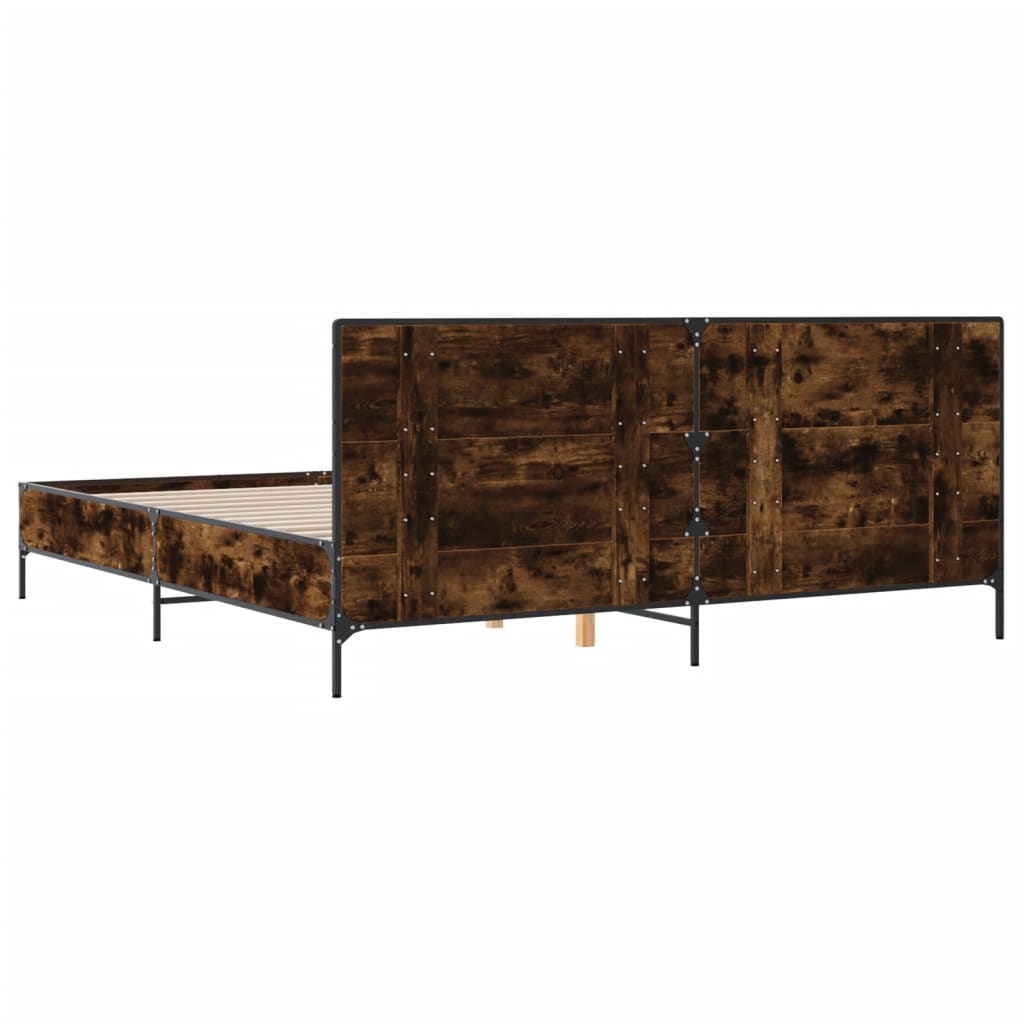 Okvir za krevet boja hrasta 200x200cm konstruirano drvo i metal