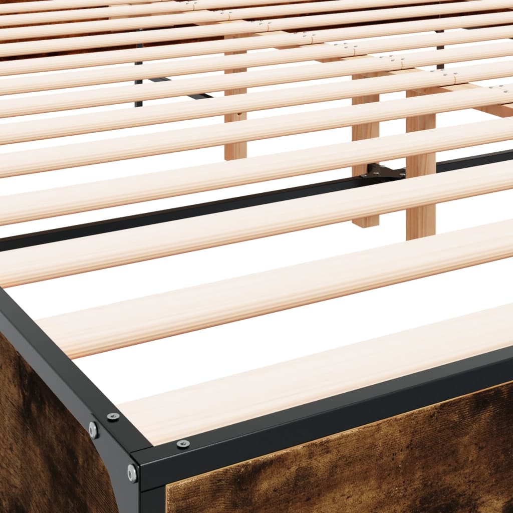 Okvir za krevet boja hrasta 200x200cm konstruirano drvo i metal