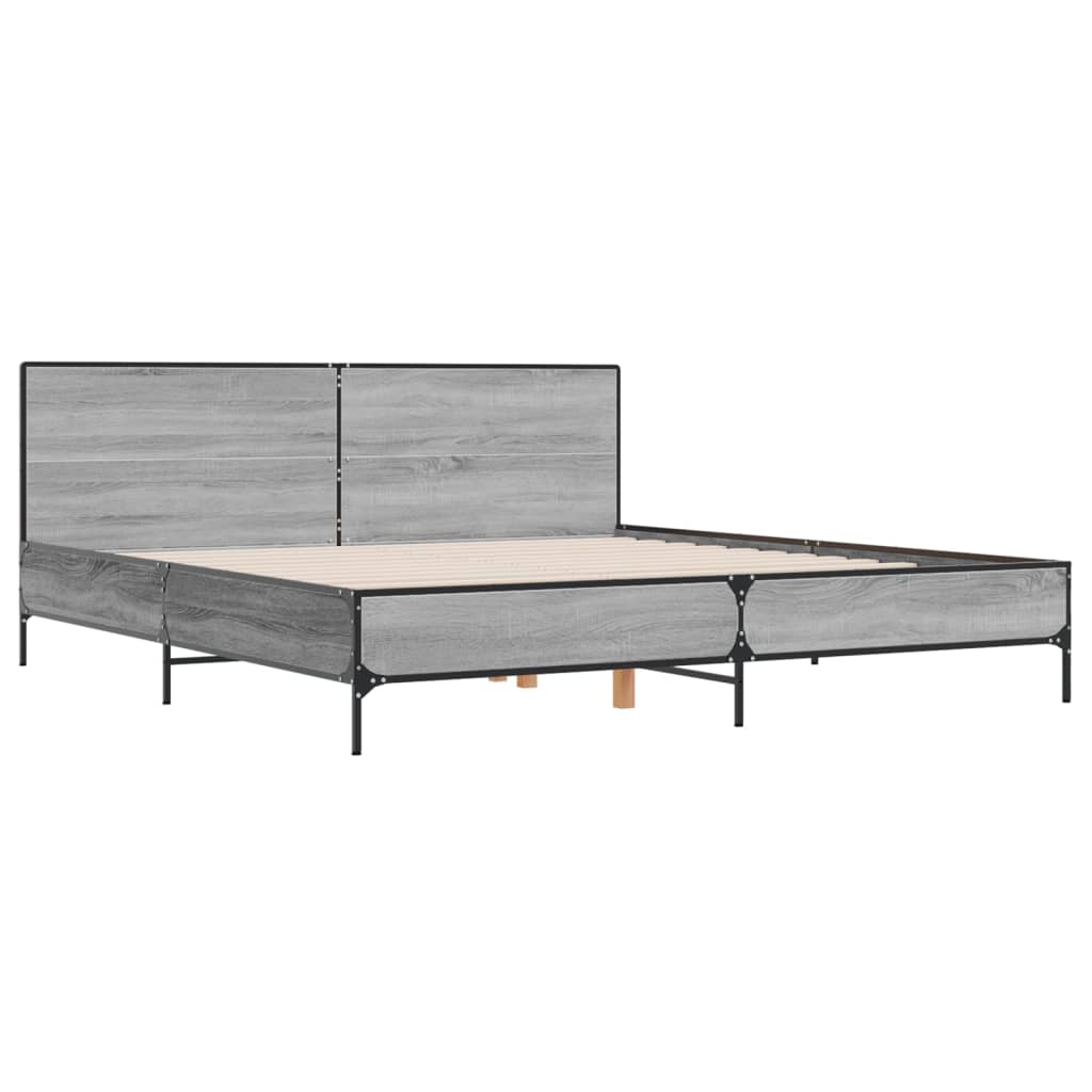 Okvir za krevet boja hrasta 200x200cm konstruirano drvo i metal