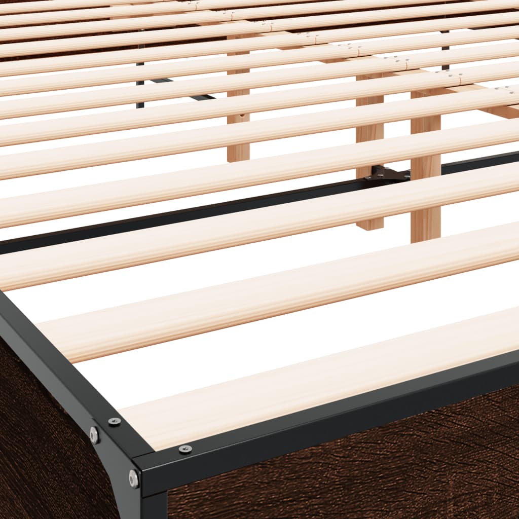 Okvir za krevet smeđi hrast 200x200cm konstruirano drvo i metal
