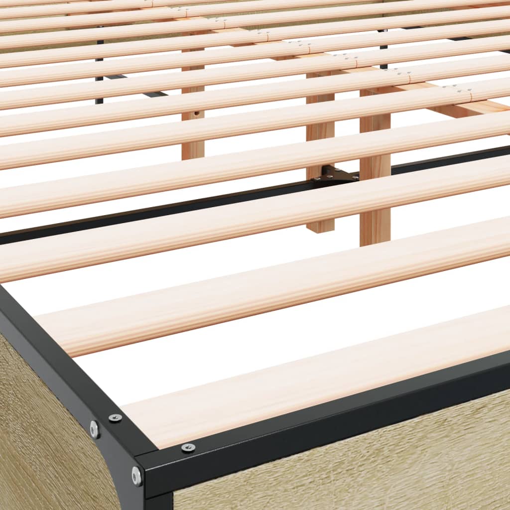 Okvir za krevet boja hrasta 120x190cm konstruirano drvo i metal
