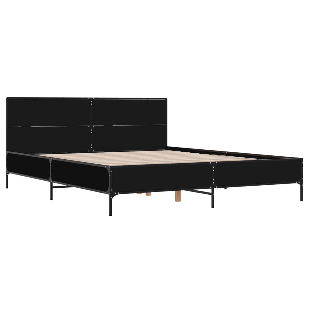 Okvir za krevet crni 135x190 cm konstruirano drvo i metal