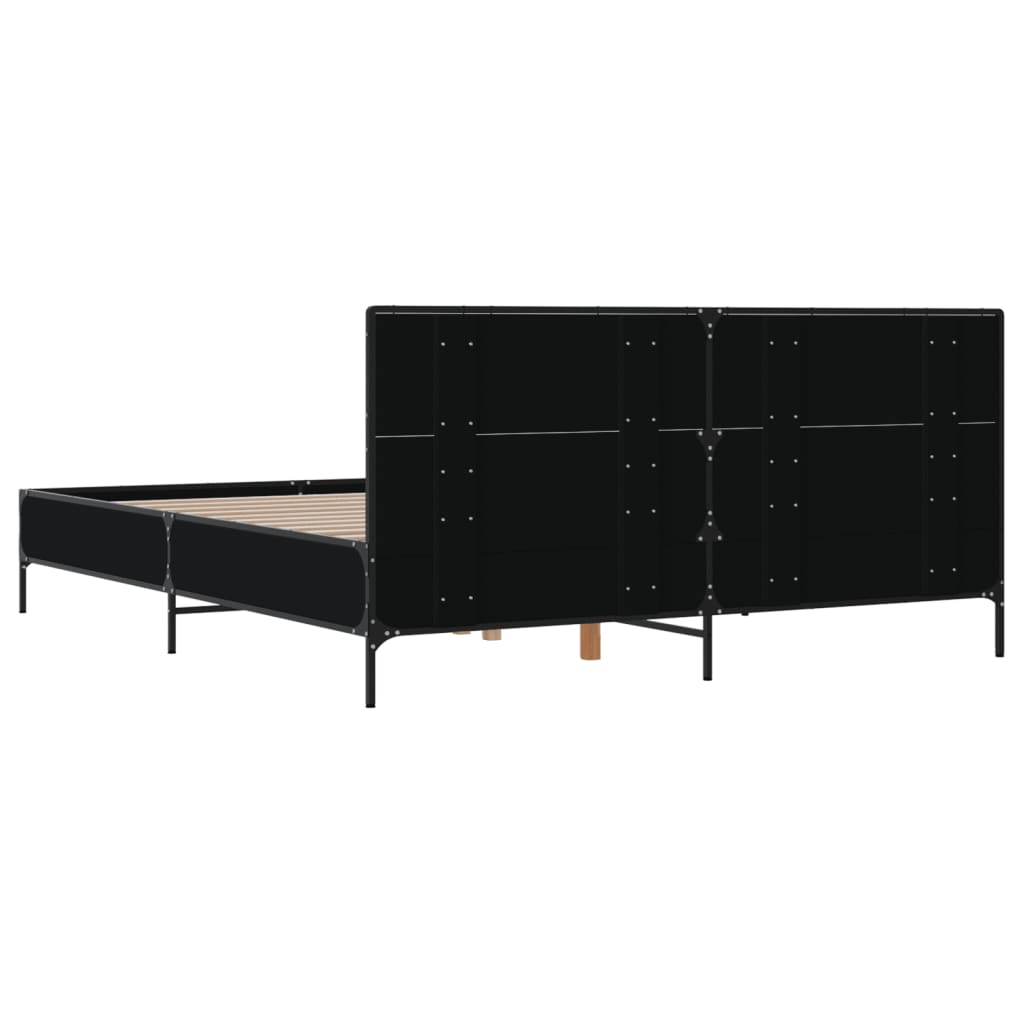 Okvir za krevet crni 135x190 cm konstruirano drvo i metal