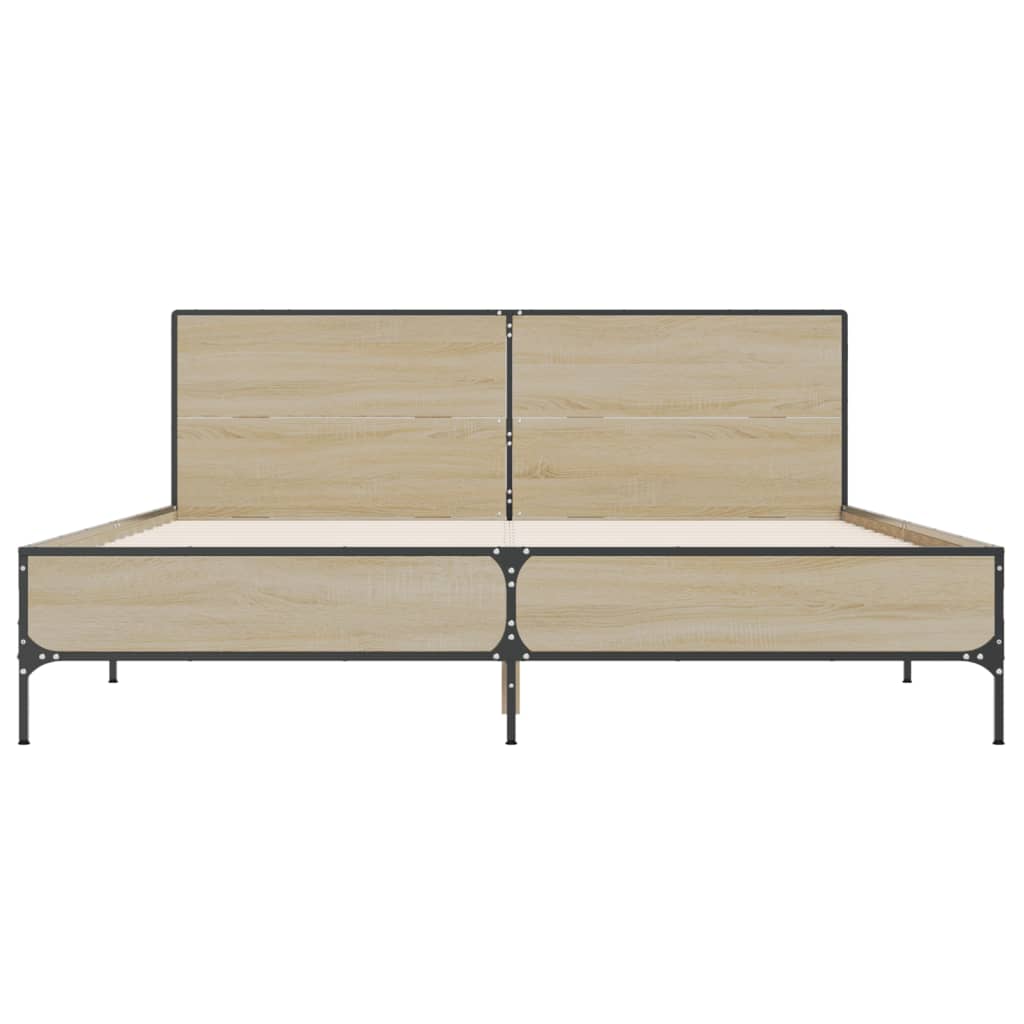 Okvir za krevet boja hrasta 135x190cm konstruirano drvo i metal