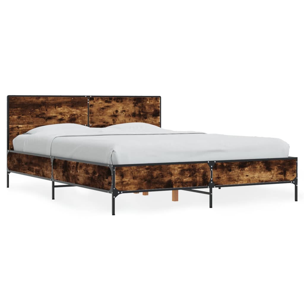 Okvir za krevet boja hrasta 135x190cm konstruirano drvo i metal