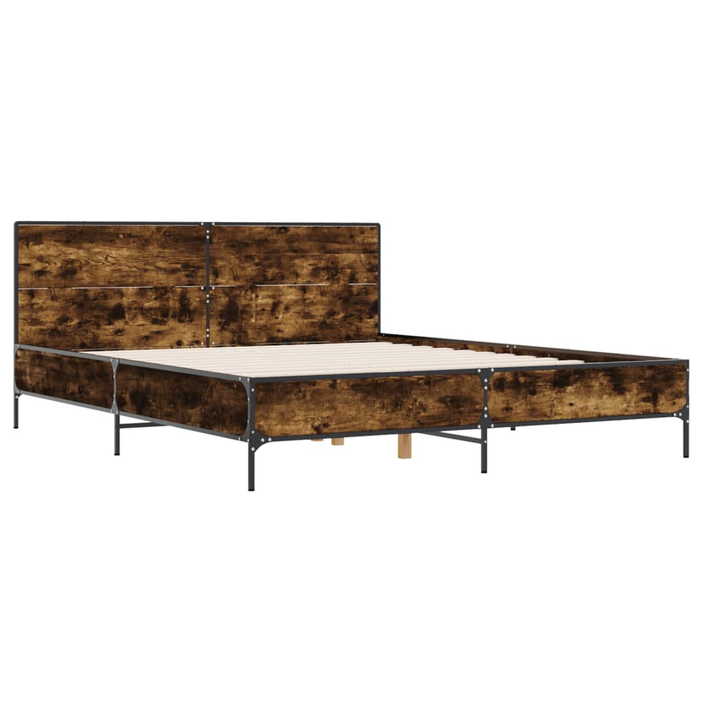 Okvir za krevet boja hrasta 135x190cm konstruirano drvo i metal