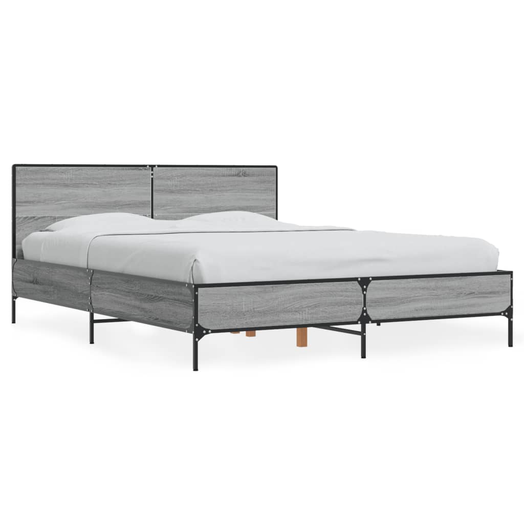 Okvir kreveta boja hrasta 135x190cm konstruirano drvo i metal