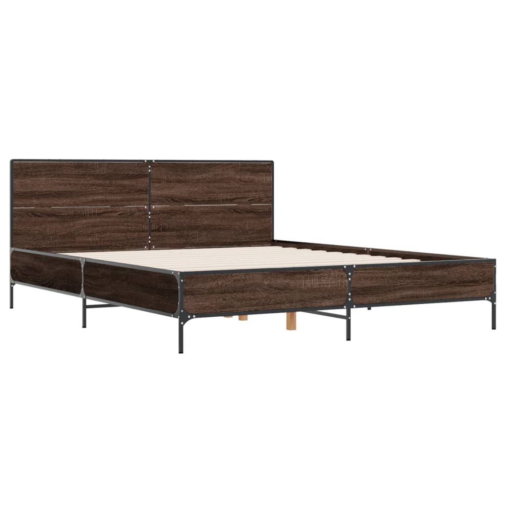Okvir za krevet smeđi hrast 135x190cm konstruirano drvo i metal
