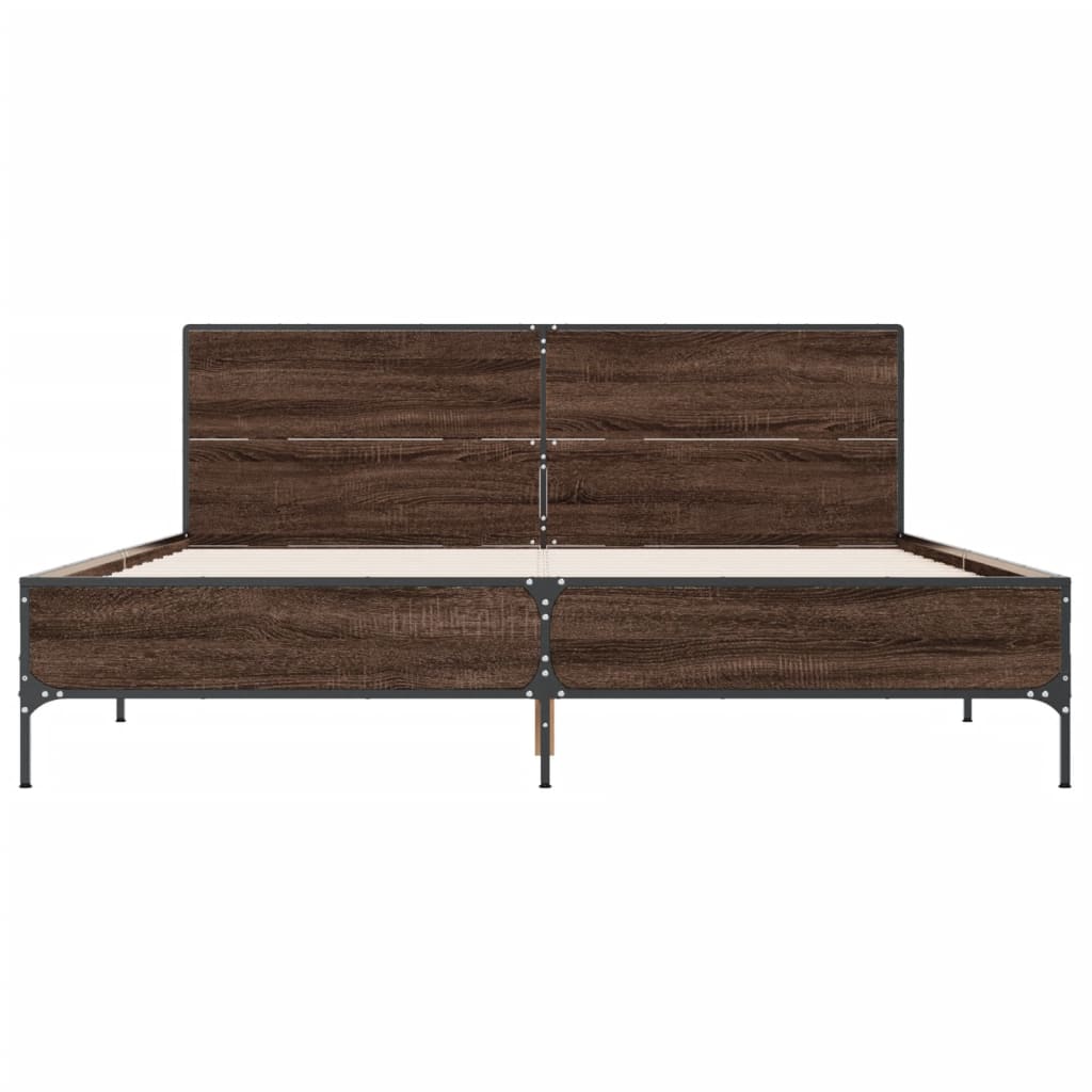 Okvir za krevet smeđi hrast 135x190cm konstruirano drvo i metal