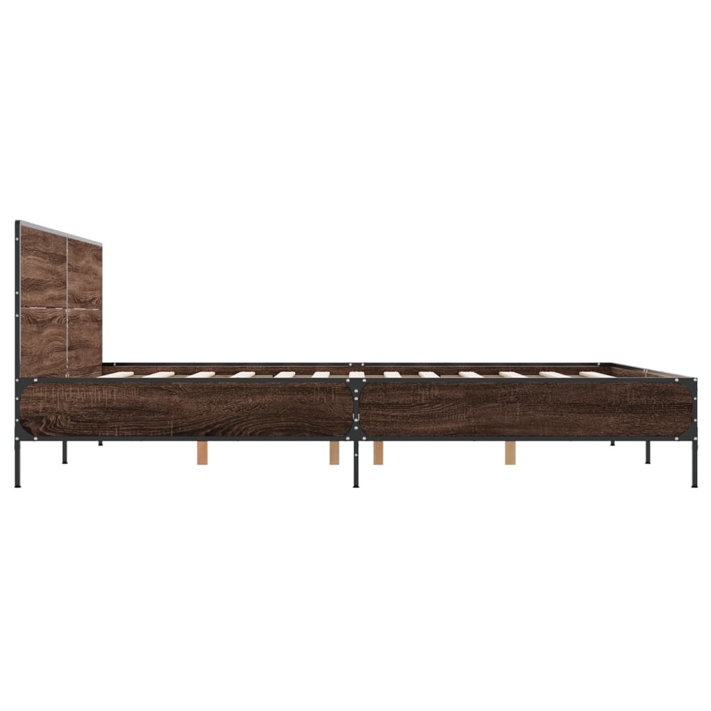 Okvir za krevet smeđi hrast 135x190cm konstruirano drvo i metal