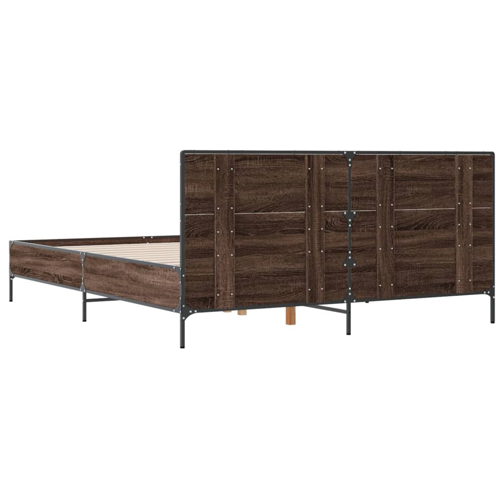 Okvir za krevet smeđi hrast 135x190cm konstruirano drvo i metal