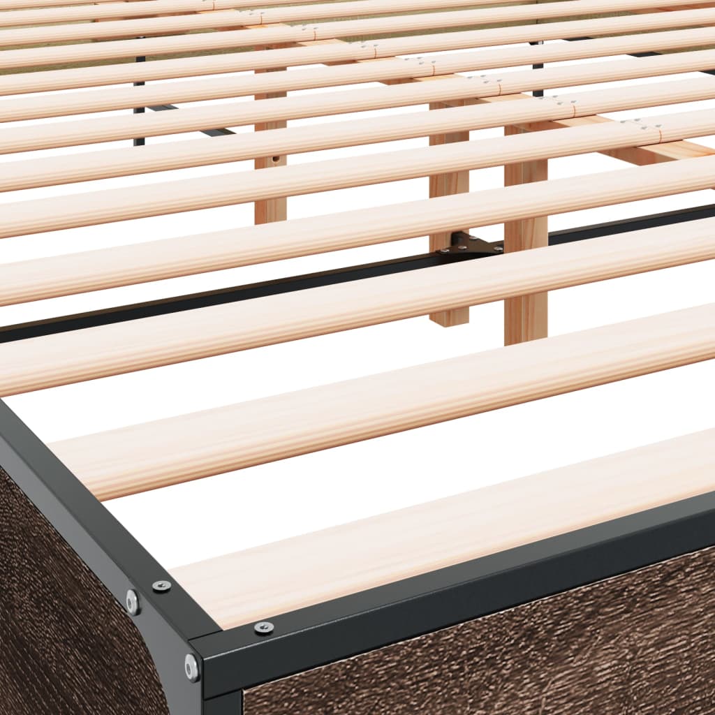 Okvir za krevet smeđi hrast 135x190cm konstruirano drvo i metal