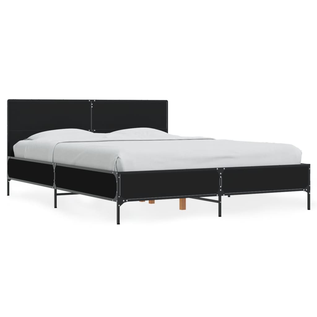 Okvir za krevet crni 140x190 cm konstruirano drvo i metal